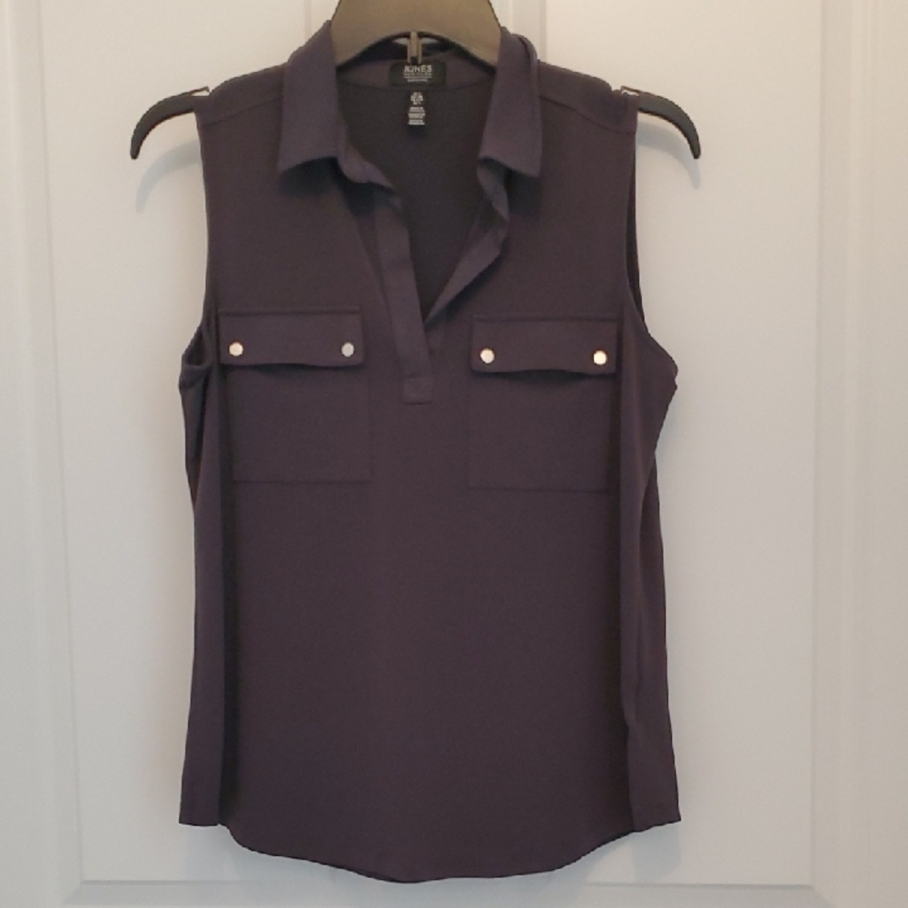 Jones New York Signature, Grey Sleeveless Blouse SizeSmall